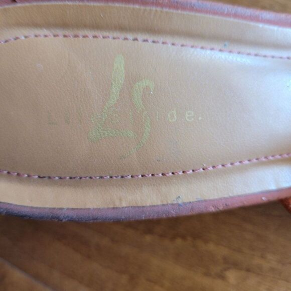 Vtg 90's LifeStride Leather Suede Square Toe Loafer Heeled Mules Orange Sz 7 - Picture 10 of 11